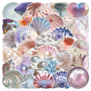 Creative Shell Seashell Stickers 50 Pcs Desktop Decoration for Water Bottle Tablet Guitar Luggage DIY Album Sticker Decals