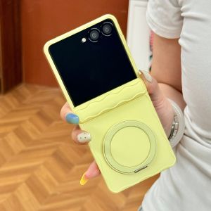 Ốp Lưng Candy Color Luxury Wave Bracket Dành Cho Samsung Galaxy Z Flip 7/6/5 - Chống Sốc Mờ Tích Hợp Giá Đỡ Gấp Chống Xước