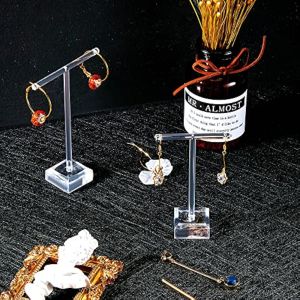 2pcs Acrylic Earrings Display Holder T-bar Earrings Stand Countertop Hanging Jewelry Organizer for Necklaces Bracelet