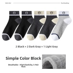 Miiow | Mens Sport Socks Thin Breathable Absorbent Cotton Mid-Calf Summer New Style MiiOW Cat Man Socks Comfortable All Season Wear