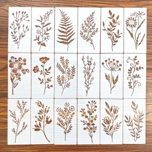 18 Pcs DIY Flower Painting Stencils Reusable Plastic Templates for Wood Fabric Paper - Spray Paint & Graffiti Craft Supplies