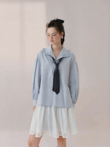 AIVEI | Relaxed Fit College Style Peter Pan Collar Shirt