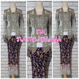 set kebaya wisuda kutubaru silver + rok prisket