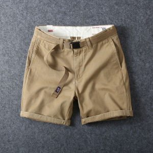 กางเกงขาสั้นทรงตรงผ้าฝ้ายแท้สำหรับผู้ชายในช่วงฤดูร้อน กางเกงขายาวทรงหลวมสบาย ๆ สไตล์ญี่ปุ่น กางเกงขายาวลำลองสำหรับใส่ทำงาน