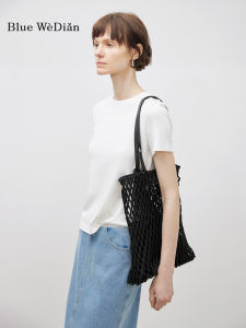 Bluewedian Pure Color Shoulder round Neck Short Sleeve T-Shirt Womens New Summer Top Versatile Base Layer Casual Loose Fit