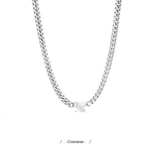 Cooraree Cuban Link Chain Titanium Steel Patchwork Cuban Necklace for Men Mens Necklace Boys Fashion Brand Jackson Wang Same Style