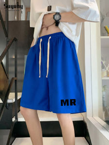 Casual American Summer Trend Loose Fit Mens Five-Quarter Sport Pants Straight Leg mid Waist Fashionable Youth Active Style