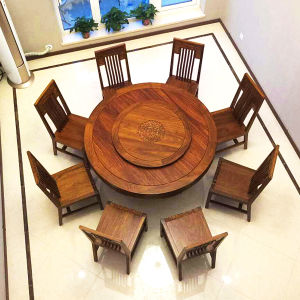 Houtai New Chinese Style Rosewood Dining Table Pterocarpus Erinaceus Poir. Solid Wood Furniture Dining Table Dining Chair Dining Table Rosewood Carved round Table
