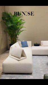 BUNISE โซฟาผ้าทรงนกกระเรียน สไตล์มินิมอลอิตาลี แบบเข้ามุมพร้อมเชสล็อง มอดูลาร์หลายที่นั่ง เหมาะสำหรับห้องนั่งเล่น คอนโดหรือบ้านทุกขนาด รุ่น Origami จัดส่งฟรีทั่วไทย