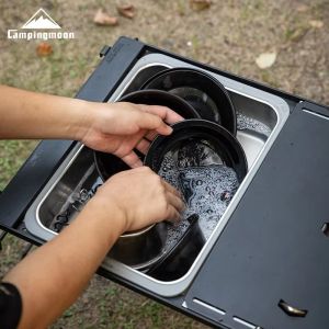 Campingmoon | CAMPINGMOON CK-26 IGT One Unit Sink 304 Stainless Steel Multifunctional Dishwashing Sink Water Storage Basin for Outdoor Camping