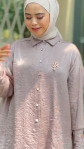 MDLY Baju Kemeja Atasan Wanita / Kemeja Bahan Shimmery Silk / Atasan Polos Wanita / Freya Lux Shirt