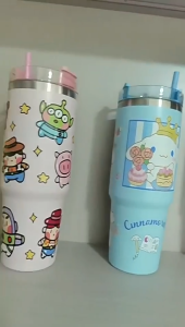 Cartoon Thermos Cup 卡通冰霸杯保温杯 Botol Minum Straw Kapasiti Besar Large Stainless Girl Cute Children School Lunch