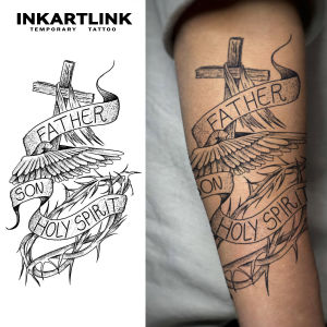 Cross And Thorns Temporary TattooLasts To 15 Days New Technology Magic Waterproof Semi Permanent StickerFor Religious Beliefs.