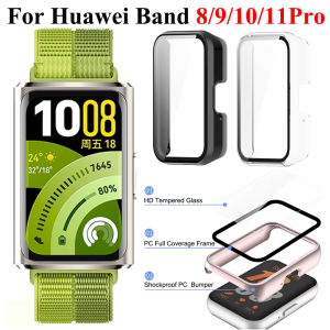 Watch Case For Huawei SmartBand 11Pro Tempered Glass Screen Protector Hard PC Bumper+Glass For Huawei Band 11 10 9 8 Accessories