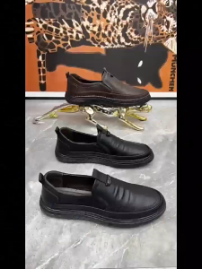 Men’s Business Leather Loafers Formal Slip-On Dress Shoes Casual Summer Black Flats