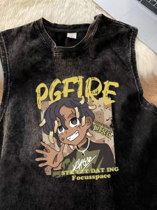 เสื้อกั๊กแขนกุดผ้าฝ้ายแท้หลวมๆ สำหรับผู้ชาย ฤดูร้อน 2025 แบรนด์ใหม่ INS สไตล์ฮ่องกง แฟชั่น เสื้อยืดแขนกุด ผ้าฝ้ายแท้ ระบายอากาศได้ดี