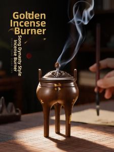 FUSHENGTANG | Gilded Brass Three-legged Antique Style Incense Burner