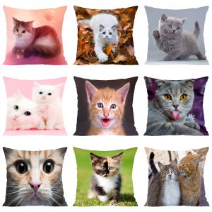 Cute Cat Decorative Pillow Cover 45x45 Cushions Covers Pillowcase 45*45 Bed Pillowcases Cover for Living Room Cushions Cushion