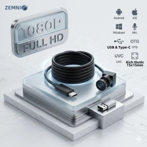 Camera Mini OTG UVC 2MP 1080P Webcam USB Có Mic Cổng Type C & USB Dành Cho Android PC Ống Kính Đa Tiêu Cự 2.8-12mm Dùng Được Với Smartphone Laptop Máy Tính Bảng
