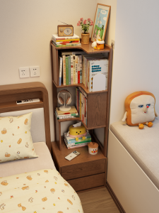 DONGMU | Real Wood Corner Bedside Cabinet Shelving Unit