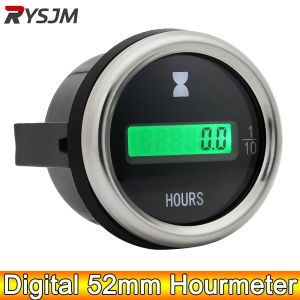RYSJM | AD Round LED Digital Hourmeters Clock Hour Gauge Indicator Hour Meter For Marine Boat Yacht Digital Vehicles Universal 12V 24V