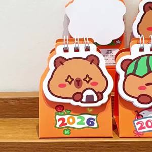 2026 Capybara School Desk Calendar High Looking Desktop Check Plan Small Calendar Mini Capibala Small Desk Accessories Kawai