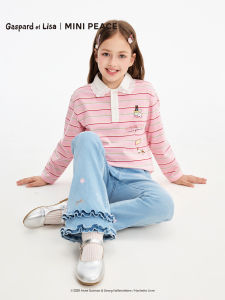 Mini peace | New Autumn Girls Bell Bottom Jeans With Bowknot