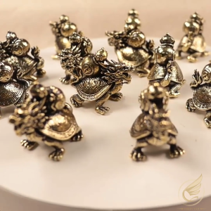 Decor Mini Tượng Long Quy Phong Thủy Tượng Nhỏ Rùa Đầu Rồng Trang Trí Tiểu Cảnh Bằng Đồng Thau - Đồ Đồng Thuận Tâm