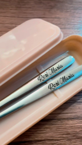 Personalized Korean Metal Spoon and Fork with Case | Free Custom Engraving | Engraved Utensil Set | Unique Gift for Birthday Christmas Family Students Office Use | Reusable & Durable Cutlery Cutlery Tableware