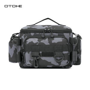 OTOHE Men Bags Thickened Waterproof Oxford Cloth Bag Large Capacity Outdoor Waist Bag Multifunctional Fishing Rod Lure Bag