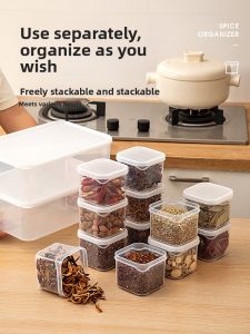 Kitchen Spice Storage Box Sealed Sichuan Peppercorns Condiment Jar Large Cinnamon Star Anise Home Subpackage Box Square PP