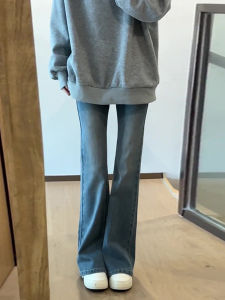 Retro High Waist Bell Bottom Jeans Womens Spring Autumn 2025 New Slimming Small Size Floor Length Horse Hoof Jeans