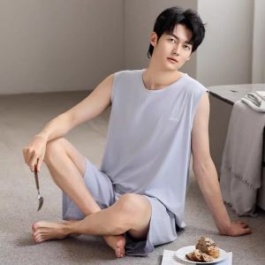 MiiOW | Slim Ice Silk Sleeveless Summer Leisure Sleepwear Set