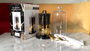 FIORENZA perlengkapan makan sendok garpu set stainless motif Black Marble / tableware set cutlery fork spoon MH-925