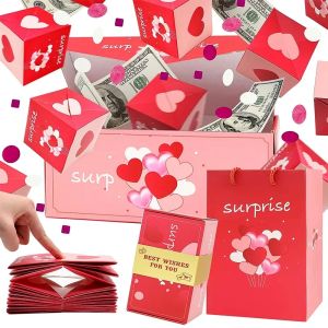 Pop-Up Cash Explosion Gift Box Anniversary Surprise Gift Box Surprise Jumping Box Party Decorations BEST WISHES FOR YOU DIY Valentines Day Gift