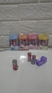 1 SET (9 ROL + 1 DISPENSER) SELOTIP / WASHI TAPE / TAPE SANRIO LUCU DAN IMUT