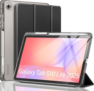 MoKo Case for Samsung Galaxy Tab S10 Lite 10.9 Inch 2025 [SM-X400/SM-X406B] with S Pen Holder Slim Light Trifold Protective Cover with Hard PC Translucent Back Shell Auto Wake/Sleep