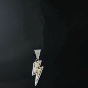Double Color Lightning Cuban Link Hip Hop American Sauce Full Diamond High Grade RAP Pendant Mens Necklace Fashion Jewelry