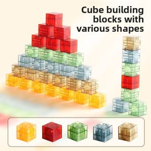 JIFANPAUL | Transparent Magnetic Building Blocks Math Early Education Geometry Sensory Cube