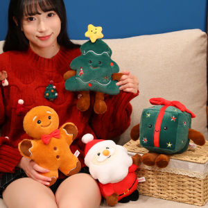 Cute Christmas Gingerbread Man Plush Toy Chocolate Cookie Doll Christmas Tree Santa Claus Decor Christmas Gift Box For Kids