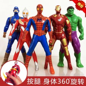 Pressable 360 Degree Rotating Spiderman Ironman Action Figure Toy Collectible Desktop Decoration Joint Movable Plastic Model