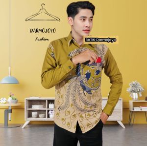 Kemeja Batik Pria Slimfit Motif Andara Warna Lemon Lime
