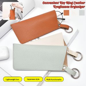 Leather Eyeglasses Organizer Portable Glasses Box Sunglasses Organizer Key Ring Hanging Bag