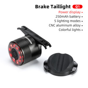 RockBros | ROCKBROS Bicycle Rear Light Type-C Chargeable Colorful Lamp Bike Tail Light Aluminum MTB Road Saddle Seatpost Cycling Taillight