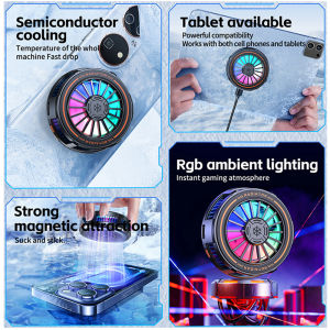 Smartphone Gaming Cooler Fan With Magnetic Semiconductor radiator RGB Lighting Type C for iPad iPhone For Gaming/Live/Streaming