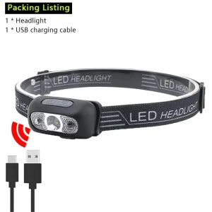ESMARTER | Induction Headlamps Mini LED Charging Headlight Camping Flashlight Led Head-Mounted Strong Light Fishing Portable Torch Lamp
