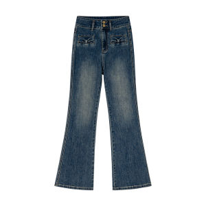 NIHAOKANONG | Quần Jeans Xòe Vintage Đường Phố Có túi nơ