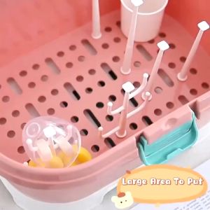 Baby Bottle Storage Box Nursing Bottle Drying Rack Dustproof  Baby Bottle organizer storage