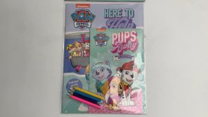 Paw Patrol Pink Activity Pack With Colouring Book & Activity Pad & 4 Colour Pencils For Kids