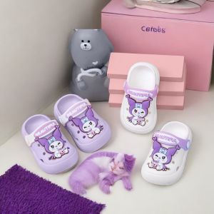 Childrens Casual Slip-On Shoes Cartoon Hollow out Design Indoor Outdoor Slip-Resistant PVC Material Bean Bean Clog Shoes